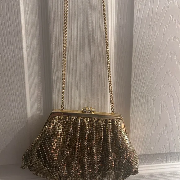 Whiting & Davis Gold Mesh Crossbody - Picture 1 of 3